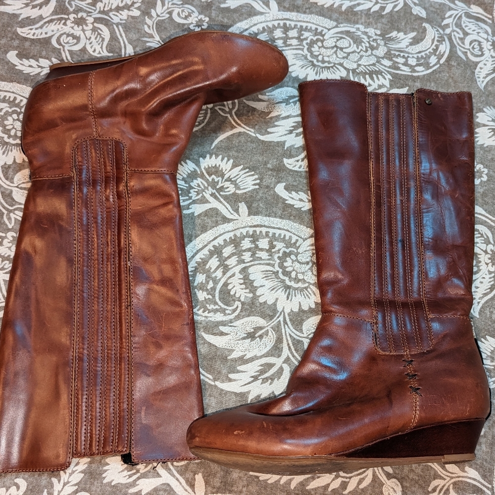 REEF Native Shore Leather boot  8.5 Wedge Brown Slide on tall - Picture 2 of 6